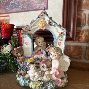 Vintage Charming Angel Cherub Musical Teddy Bear Garden of Eden